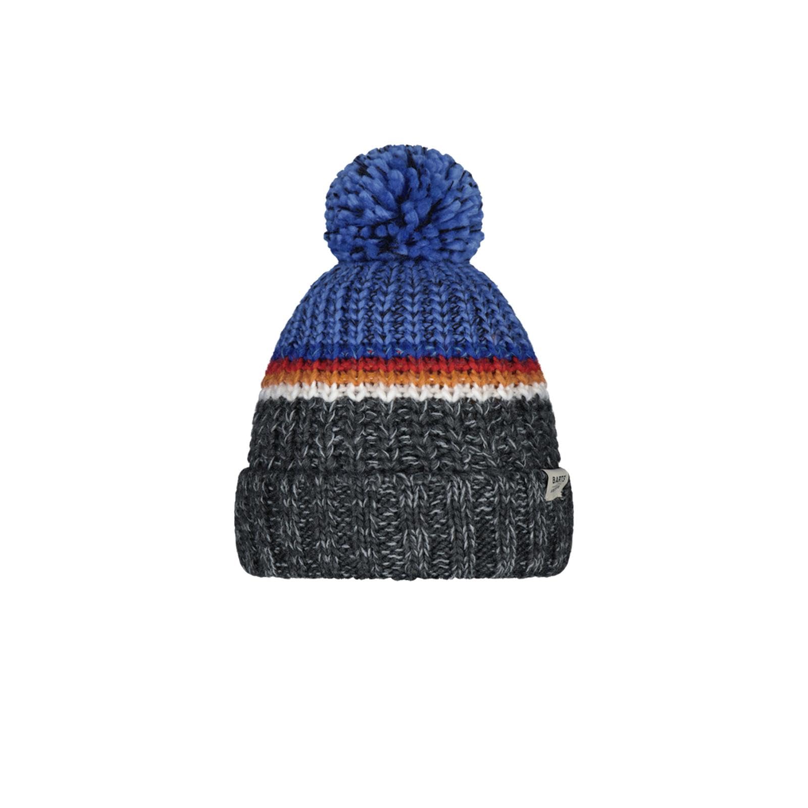 Barts Blue Kids Reggey Cuffed Fleece Lined Beanie Bobble Hat - 4+ Yrs