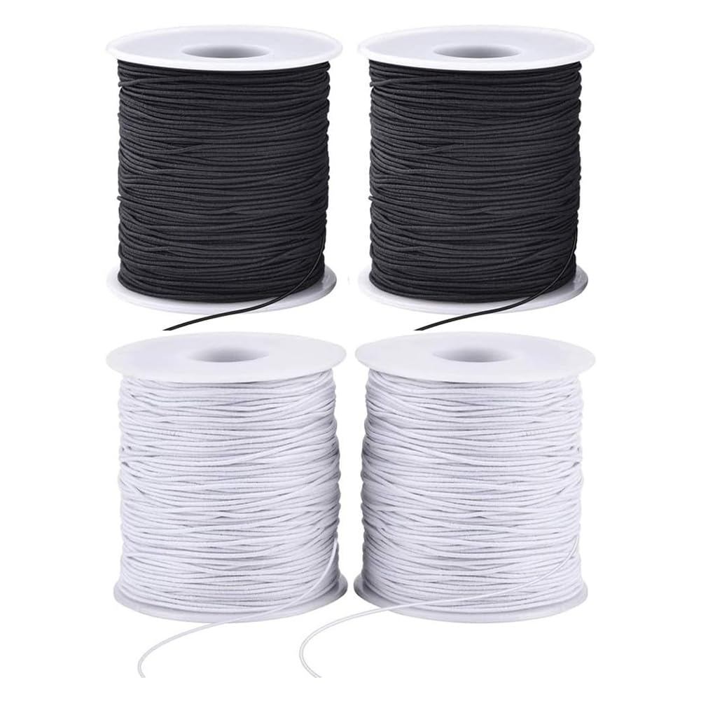 Hndhbfgrt Stretchy String for Bracelets- Elastic Cord 1 Mm, 4 Rolls Sturdy Material for Jewelry Making, Necklaces