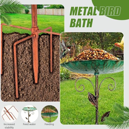 Banheira de pássaro de metal para exterior, jardim pássaro banho alta ferro vintage independente tig