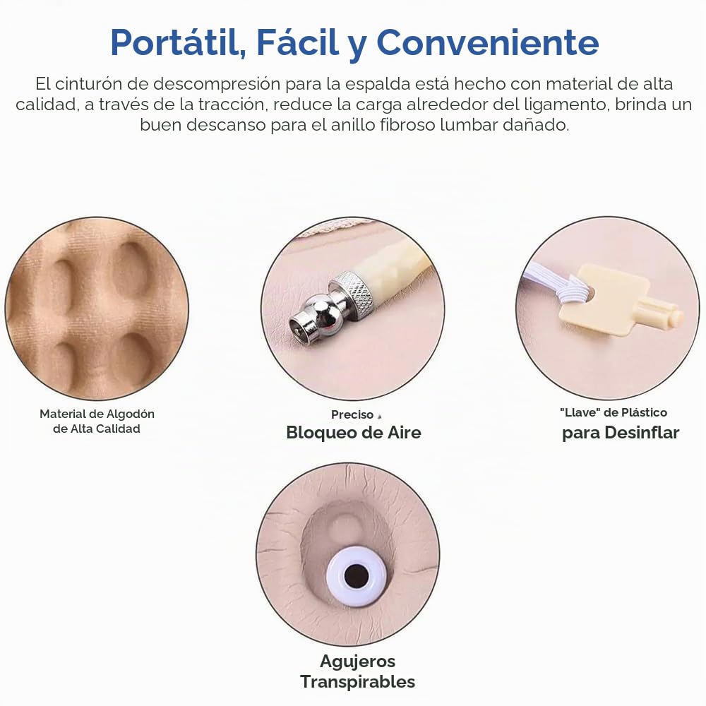 NEWFUN Faja Lumbar Con bomba de aire eléctrica，Cinturón de descompresión，Cinturón lumbar inflable, dispositivo de tracción, para el alivio del dolor muscular y la prevención de lesiones
