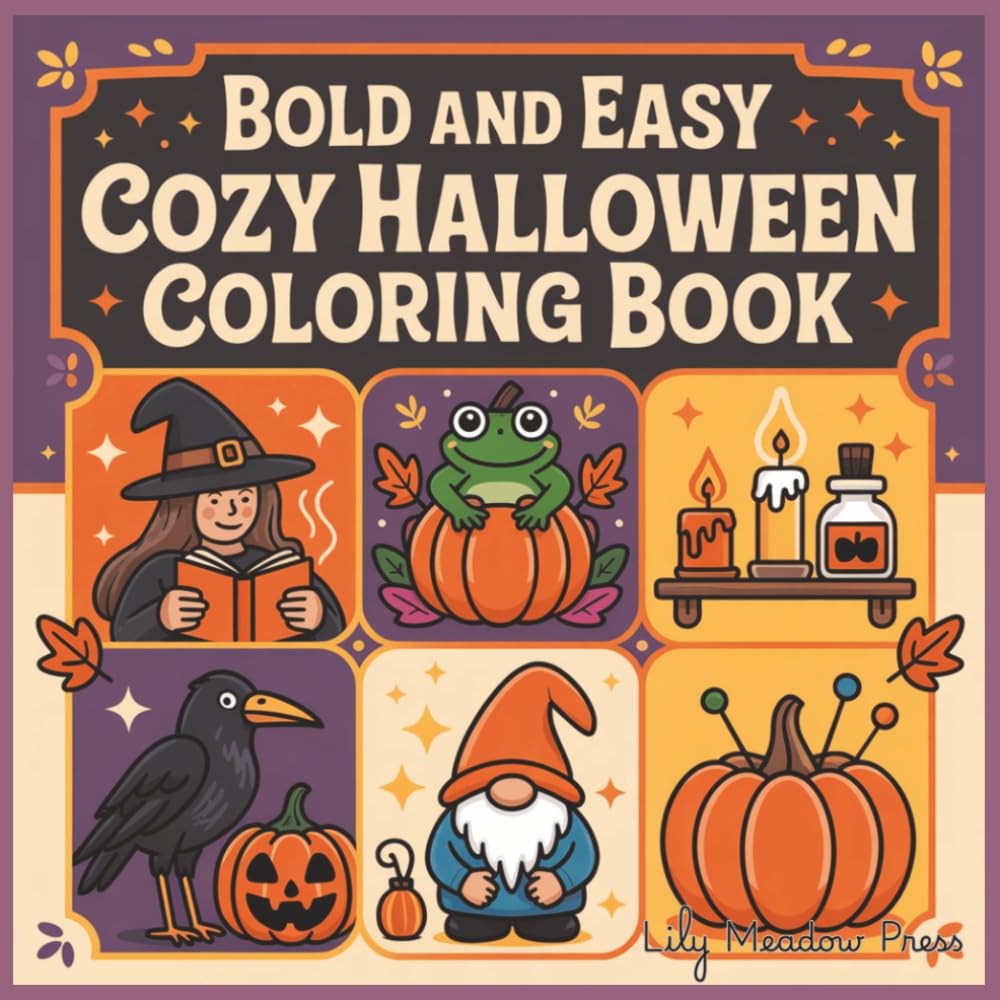 Bold and Easy Cozy Halloween Coloring Book: Easy Large Print Halloween Designs Designs for Kids, Seniors, and Beginners Who Love to Color.