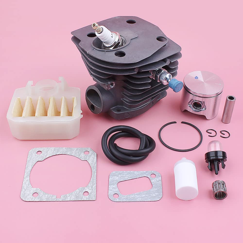 Kit de pistón de cilindro de 44 mm, for Husqvarna 350 351 353 346XP Línea de filtro de combustible de aire Válvula de descompresión Motosierra Reemplazar pieza de repuesto Pistón de cilindro d