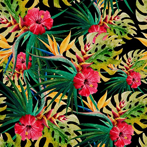 HEKO PANELS Oxford Tissu Imperméable Au Mètre Polyester De Couture D'ameublement Tissus Pour Mobilier Décorative Artisanat Rembourrage Fleurs Tropical 5 Mètres 155 x 500 cm