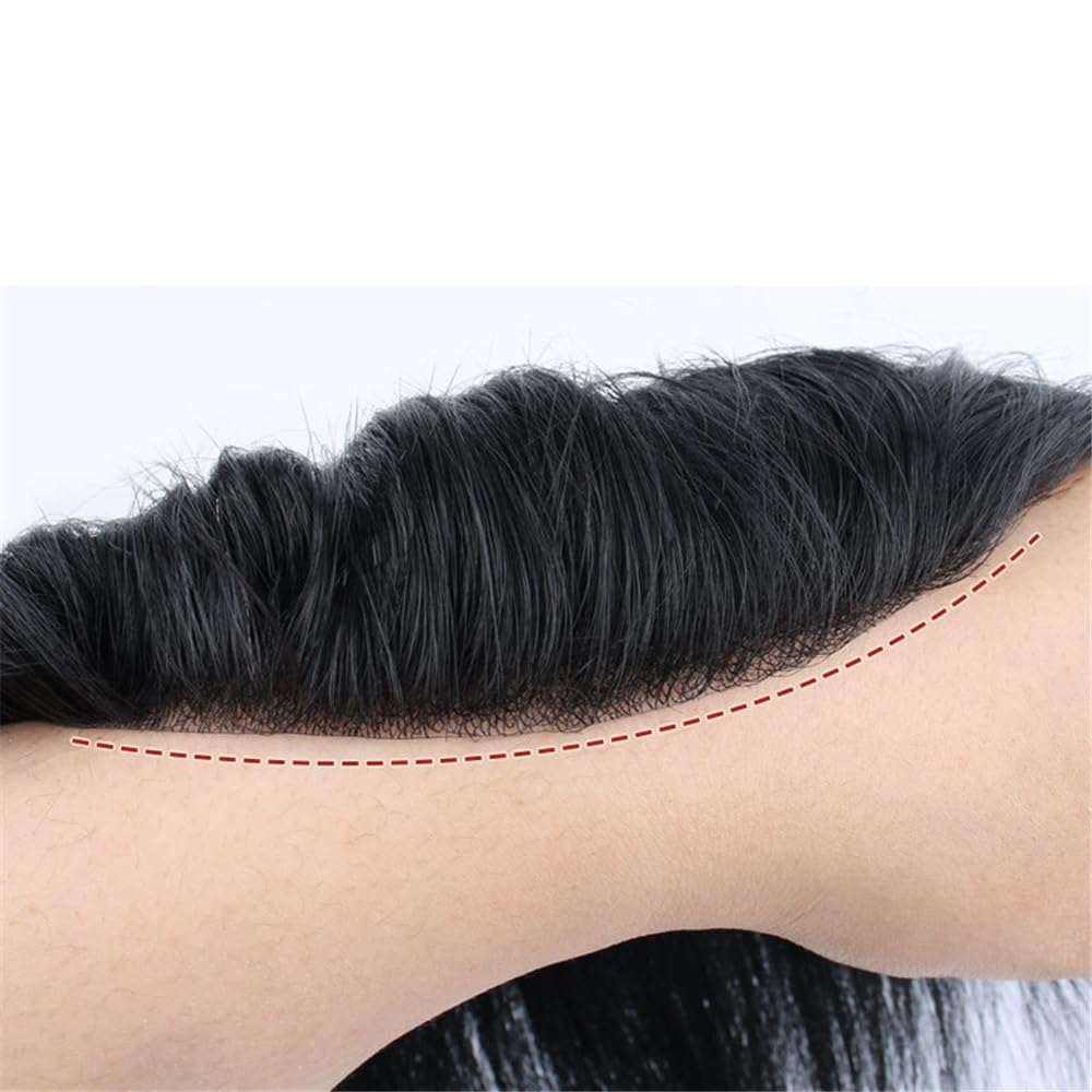 Mens Toupee Hairpiece,Full PU Durable Skin Wig,Soft Human Hair Suave y Transpirable(13x18)