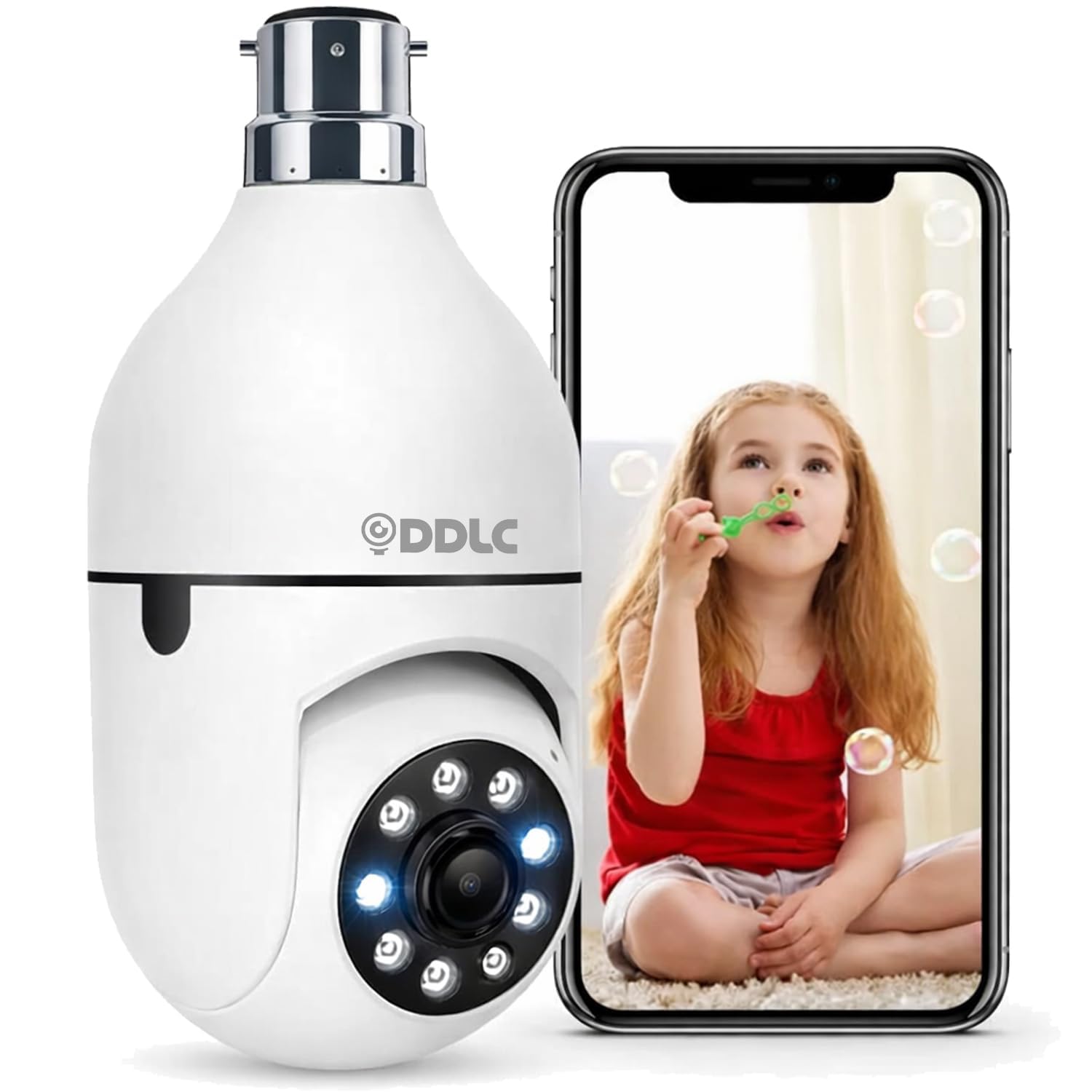 DDLC 3MP WiFi Light Bulb Camera for Home Office Outdoor | 360° Rotation | Color Night Vision |1080p | Motion Detection | Two Way Audio | Wireless Home Security with Mobile App V380 Pro (Light Bulb)-picture-15