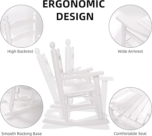 Miniatura 5 de Mecedora de madera para niños pequeños, cómoda mecedora reclinable para edades de 3 a 6 años, silla de bebé para interiores y exteriores, sala