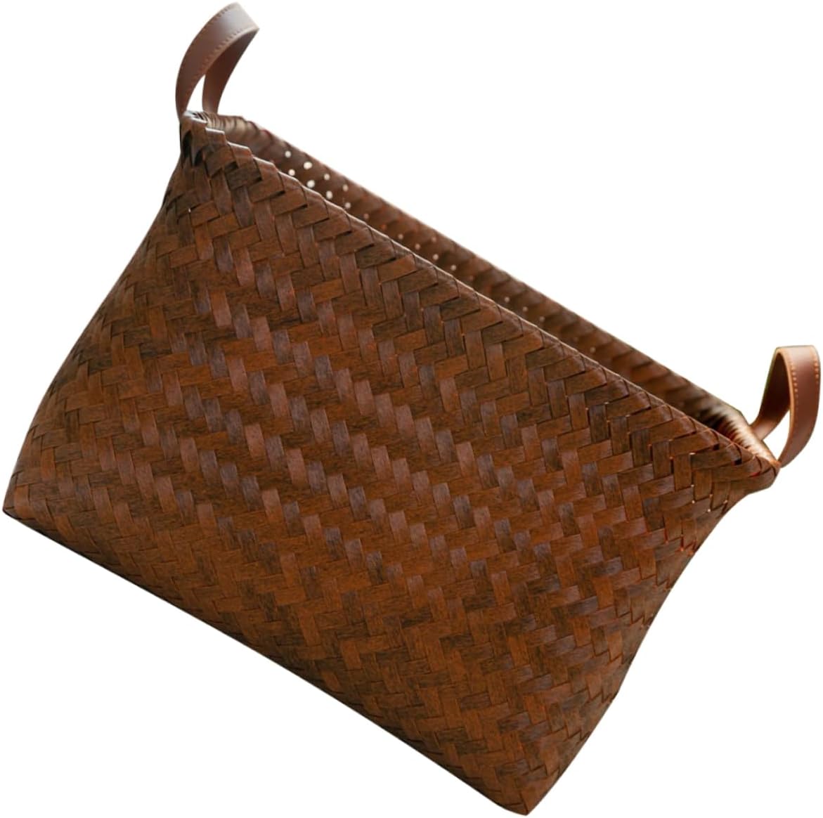 Ciieeo Pastoral Style Woven Storage Basket with Handles Medium Multipurpose Sundry Holder and Laundry Hamper for Bedroom Closet Dorm and Organization