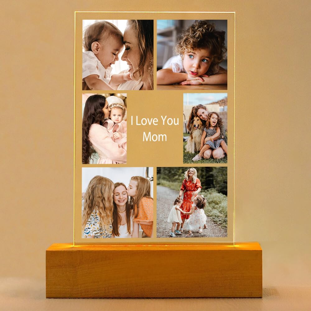 Kasofong Custom Picture Frames, Personalized Photo Frames with Night Light, Customized Picture Frame, Personalized Mothers Day Gifts for Mom Baby Kid