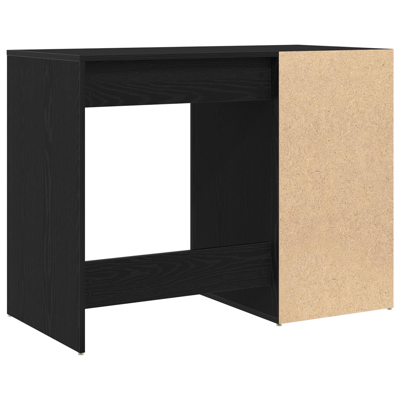Moderner Schreibtisch Schwarz Eiche 100x49x75 cm Holzwerkstoff mit Schublade und Schrank für Büroorganisation
