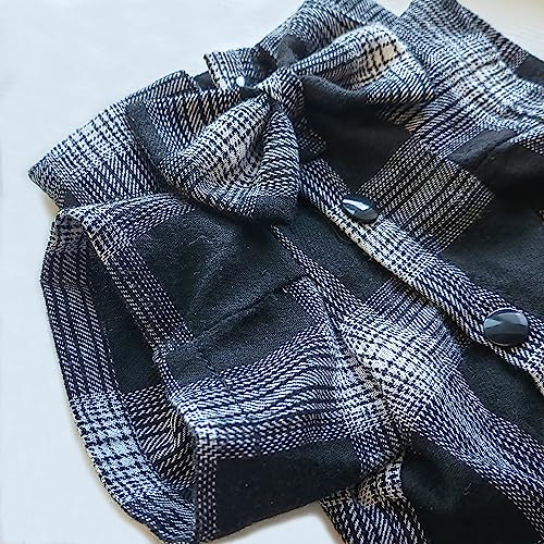 Soft Casual Dog Plaid Shirt,Gentle Dog Western Shirt Pet Clothes, Dog Cotton Shirt With Bow Tie For Wedding,Christmas Costumes (X-Small, White&Black) #TOP2