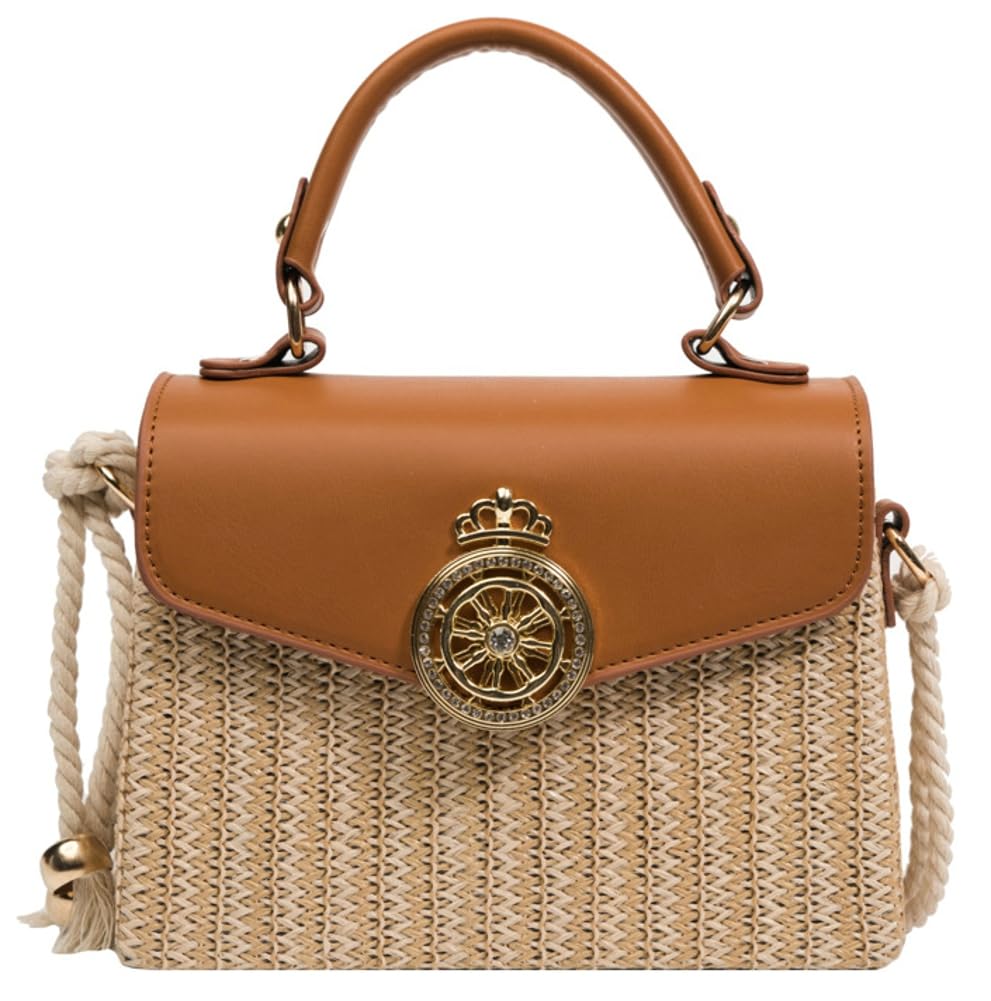 Straw Beach Bags for Women Chic Top-Handle Purses Summer Straw Crossbody Tote Handbag Travel Work Hobo Shoulder Bag 2025