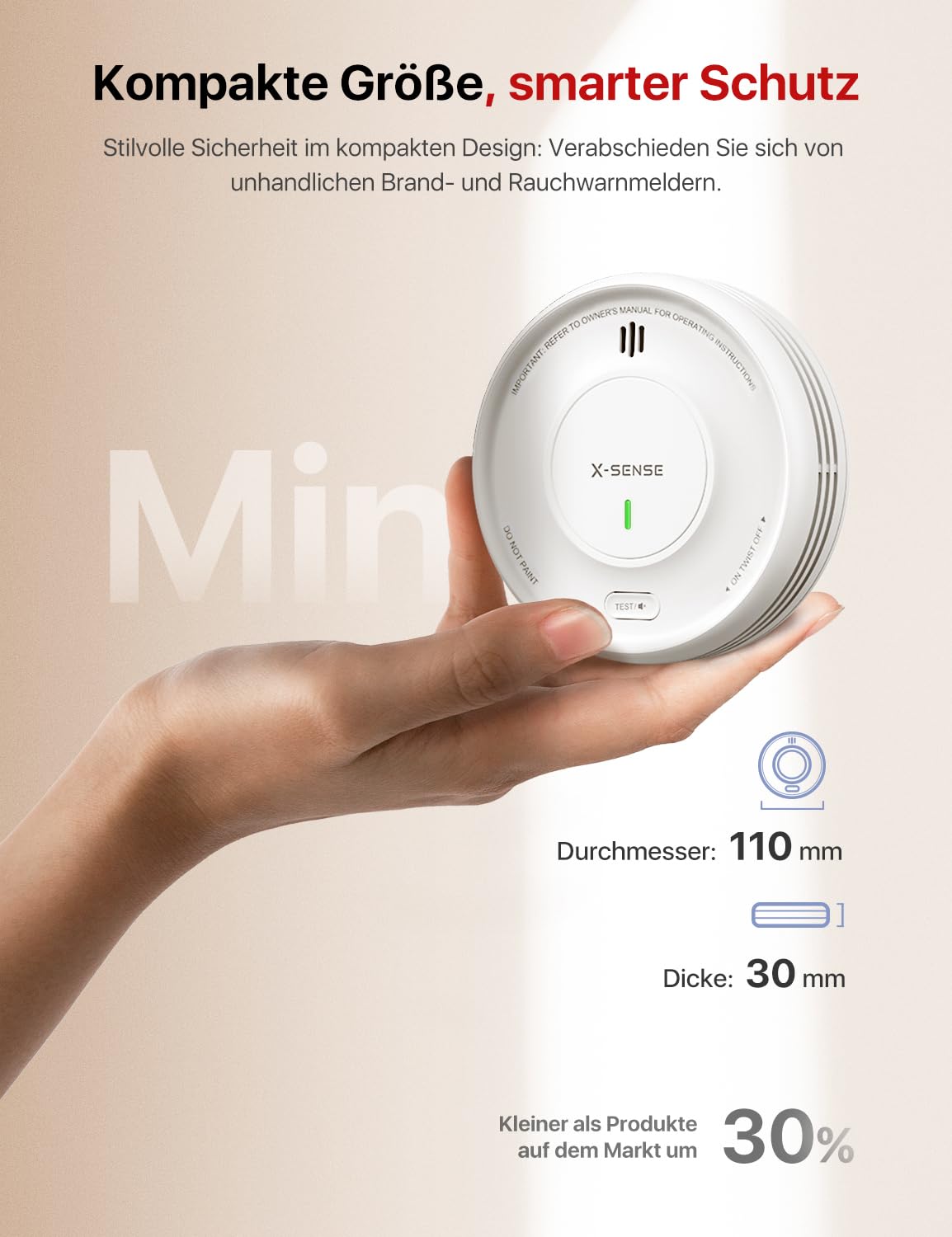 X-Sense Smart Rauchmelder WLAN mit Magnethalterung, vernetzter Feuermelder mit Basisstation SBS50, App-Funktion, Home-Assistant-kompatibel, austauschbare Batterie, XS0D-MR61