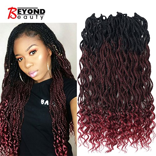 Goddess Box Braids Crochet Braids Hair with Curly ends Synthetic Fiber Braiding Hair 24 Inch 6pack/lot(1B-Bug)