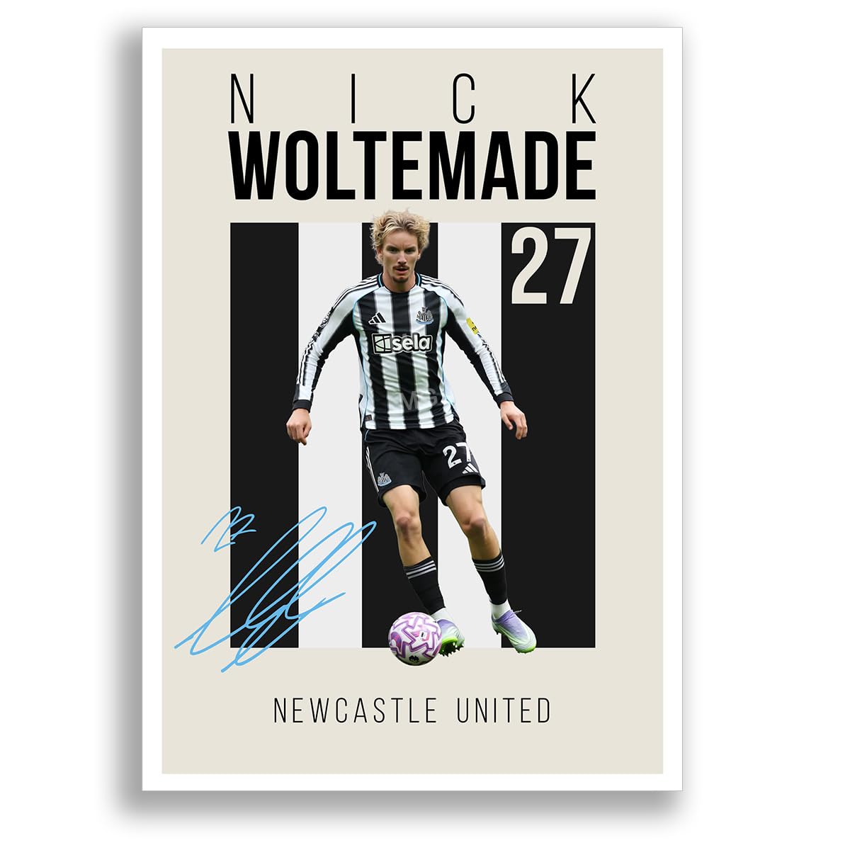 Nick Woltemade Newcastle United Signed Photo Poster Print Picture Display Framed Autograph Memorabilia for Football Fans Gift Germany (A3 Poster Only Cream)