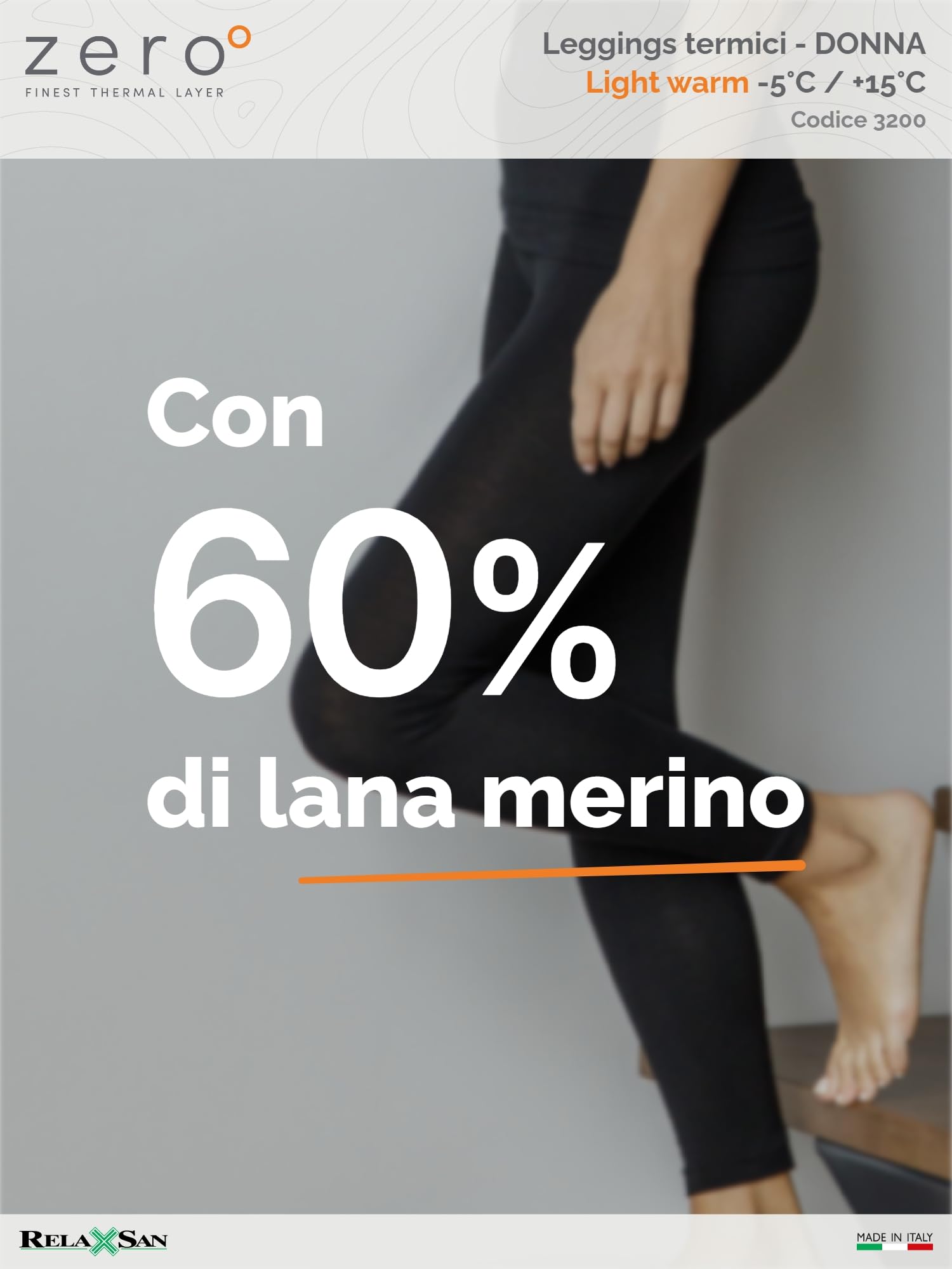Relaxsan Zero Leggings Termici Donna con Lana Merino, Intimo Termico Traspirante, Made in Italy, cod. 3200