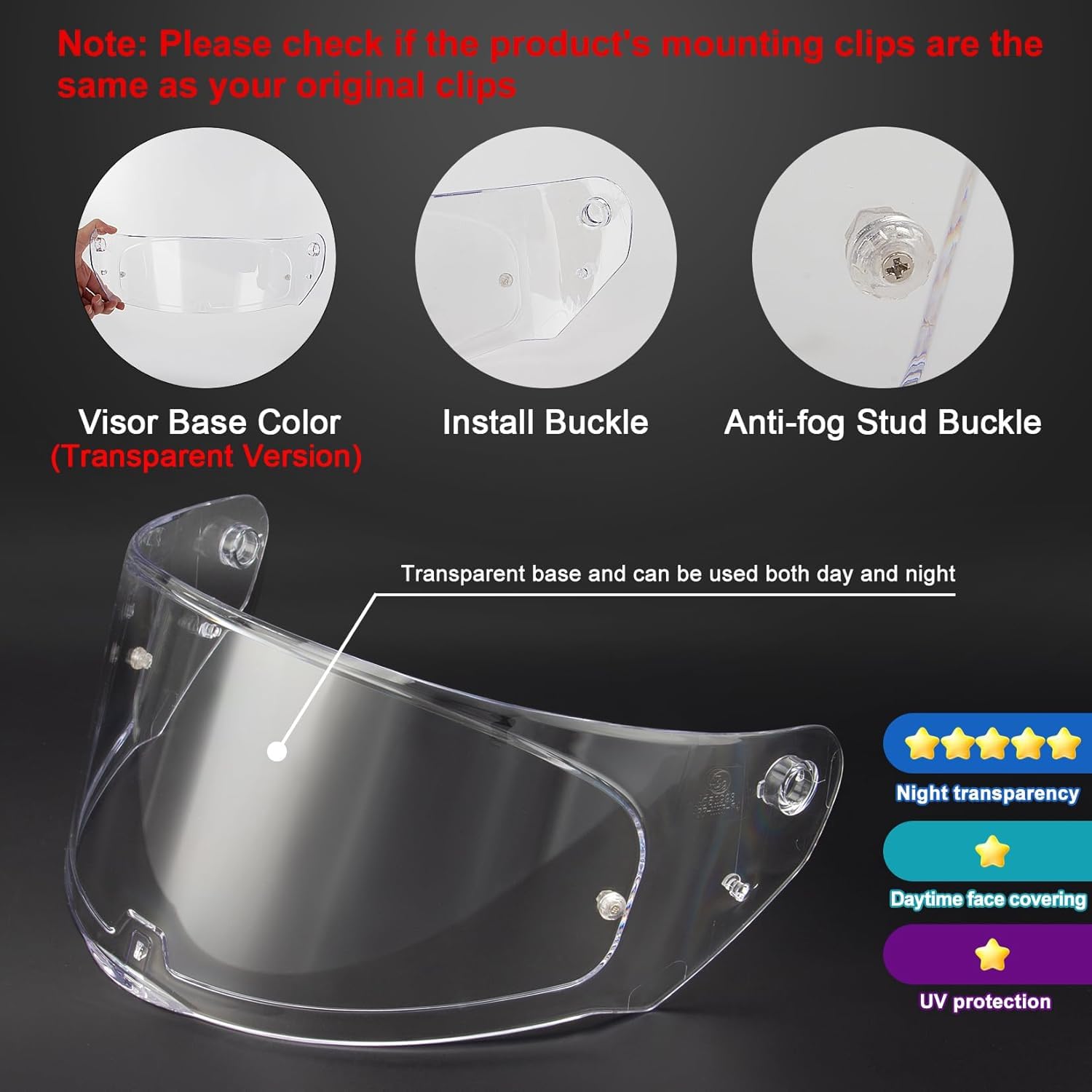 PSLER Visière De Casque Pour LS2 Outer FF320 Rapid FF353 Assault FF328 Stream FF800, Visière Teintée Pour Casque De Moto Accessoires De Remplacement(Noir Clair