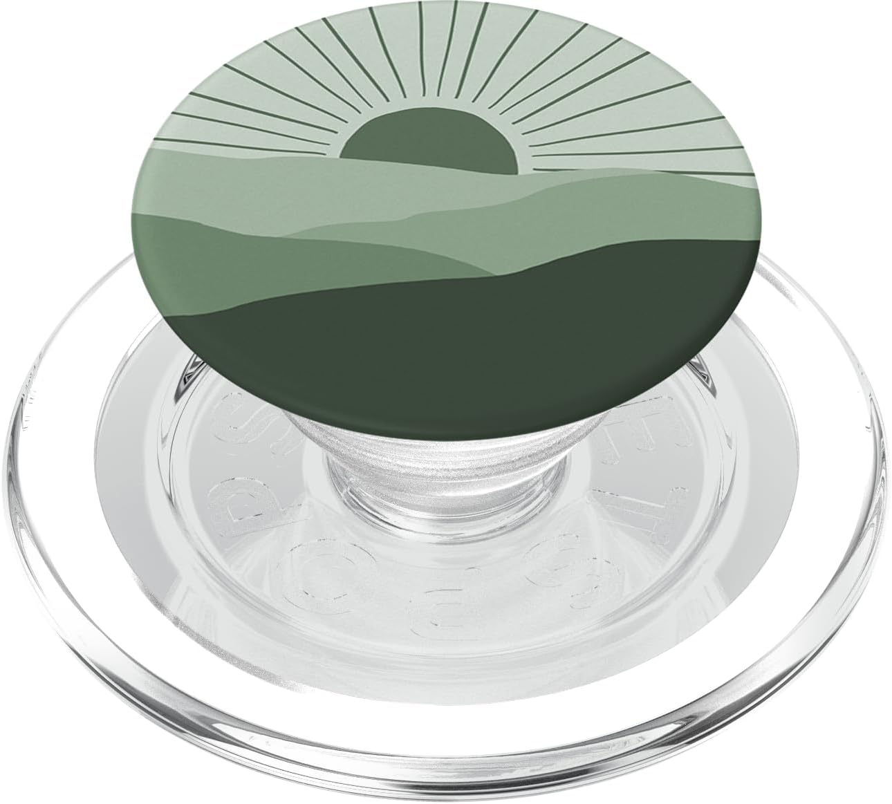 Minimal Sage Green Mountain Sun Sunset Boho Chic Aesthetic PopSockets PopGrip for MagSafe