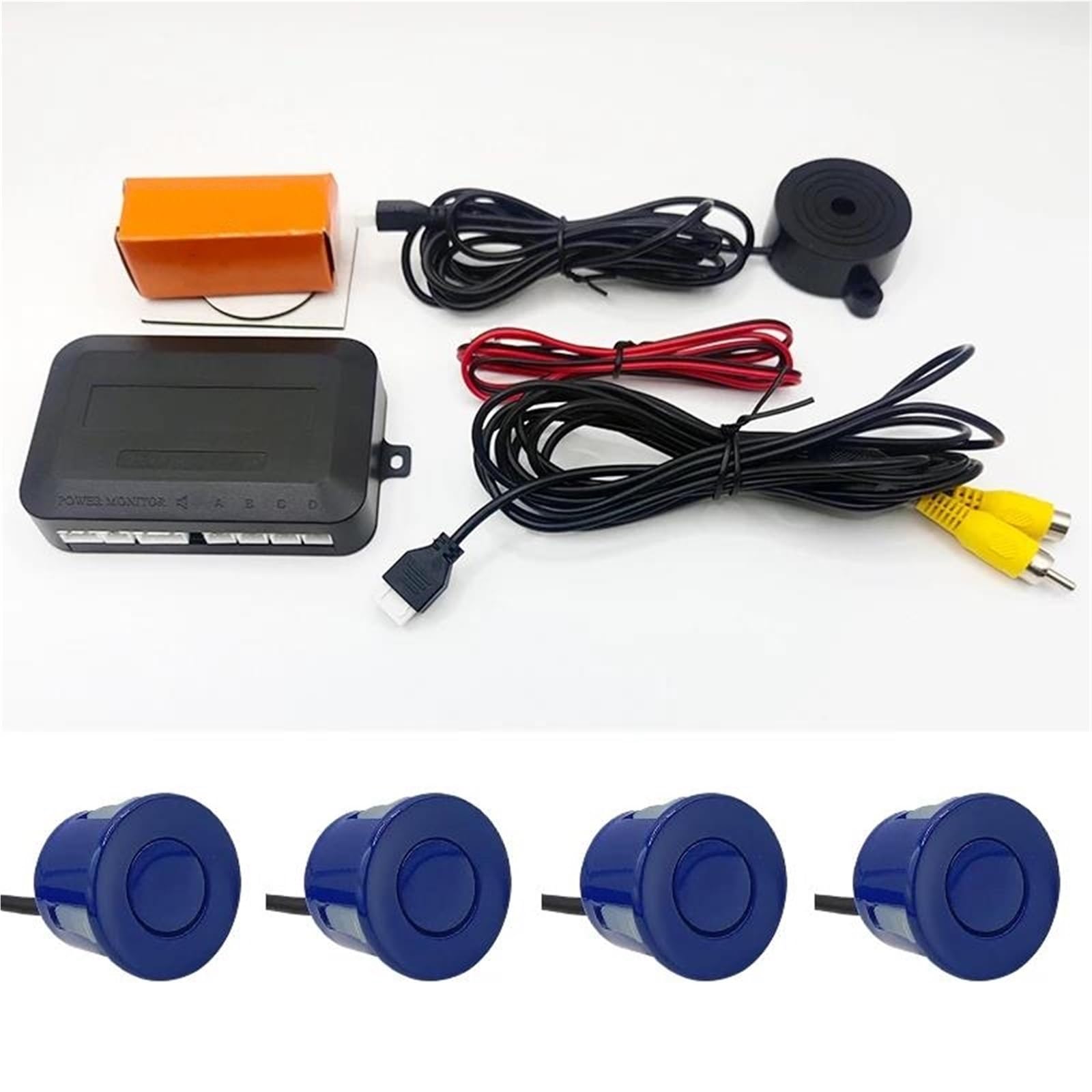 Sensor Estacionamiento PDC Kit De Sensores Aparcamiento Con Vídeo Para Coche, Asistencia Radar Marcha Atrás, Monitor Automático, Pantalla Digital Cámara sensores aparcamiento(Azul)