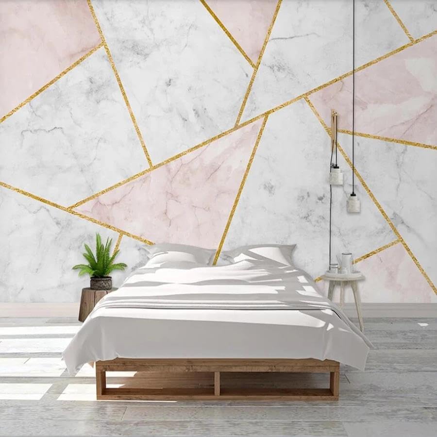 Papier peint intissé 3D rose marbre ILIYA salon cocooning - 3