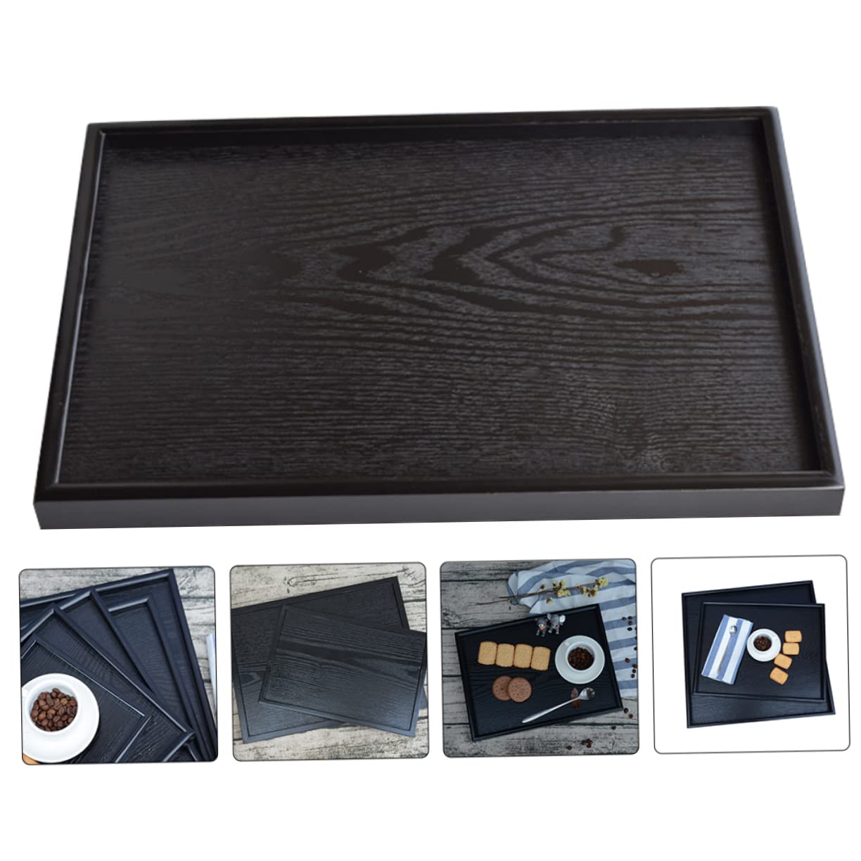Bandeja Decorativa de Madera Negra para Velas, Estilo Retro, Fácil de Limpiar, Adecuado para Salón y Comedor