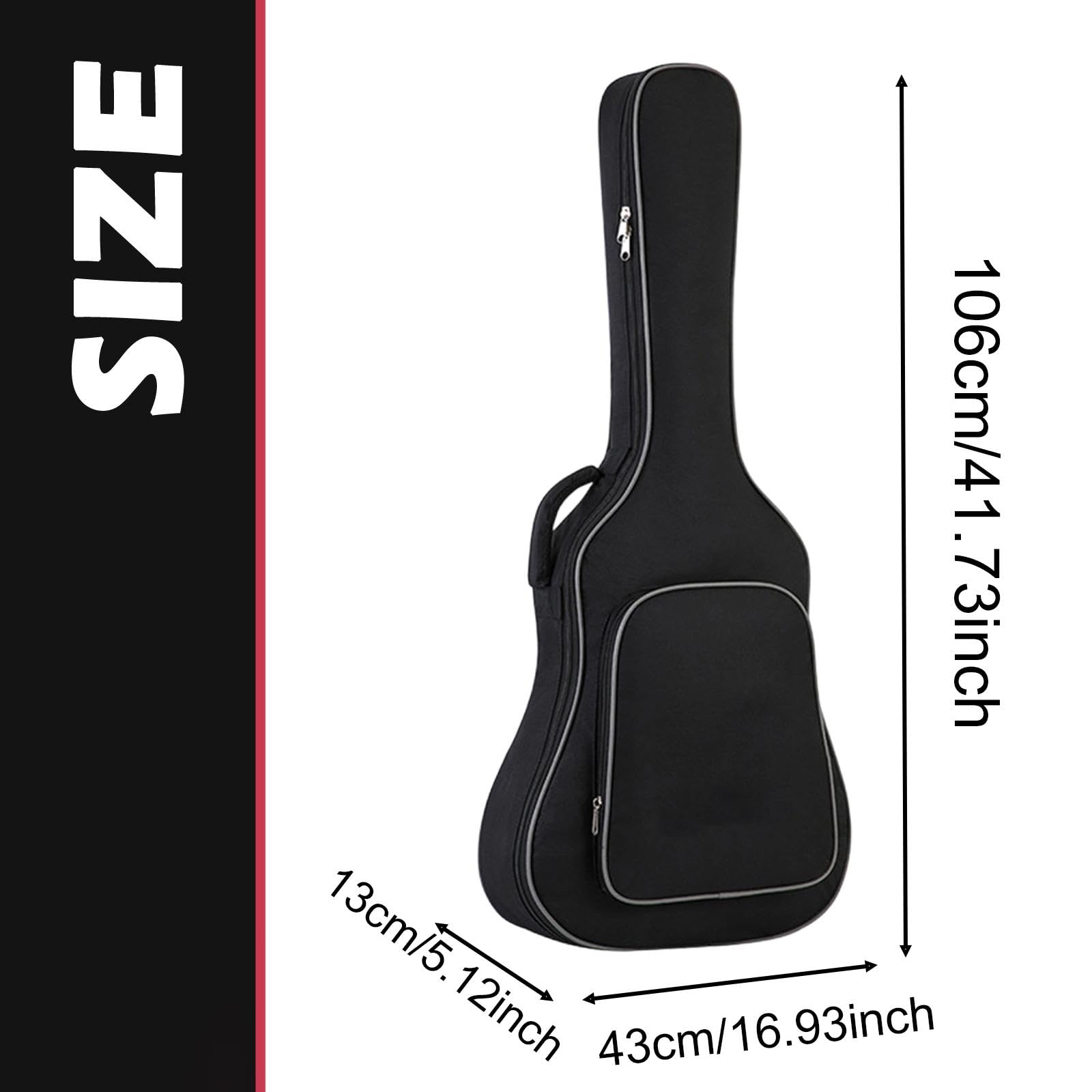 Generic Custodia per Chitarra Leggera con Spallacci Regolabili, Imbottita, Spessa 10 Mm
