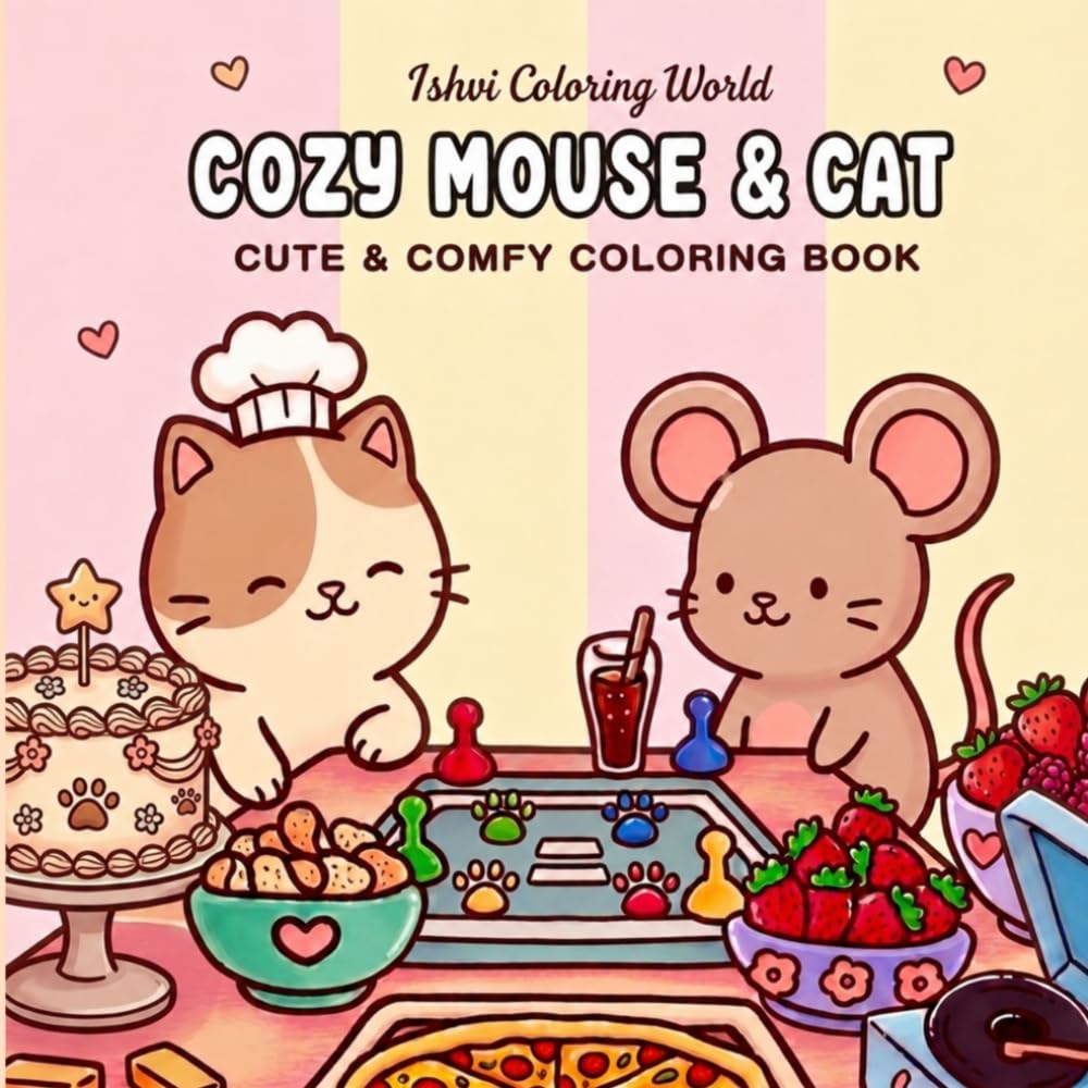 Cozy Mouse & Cat Coloring Book: 20 Cute & Cozy Coloring Pages for Relaxation, Creativity & Fun