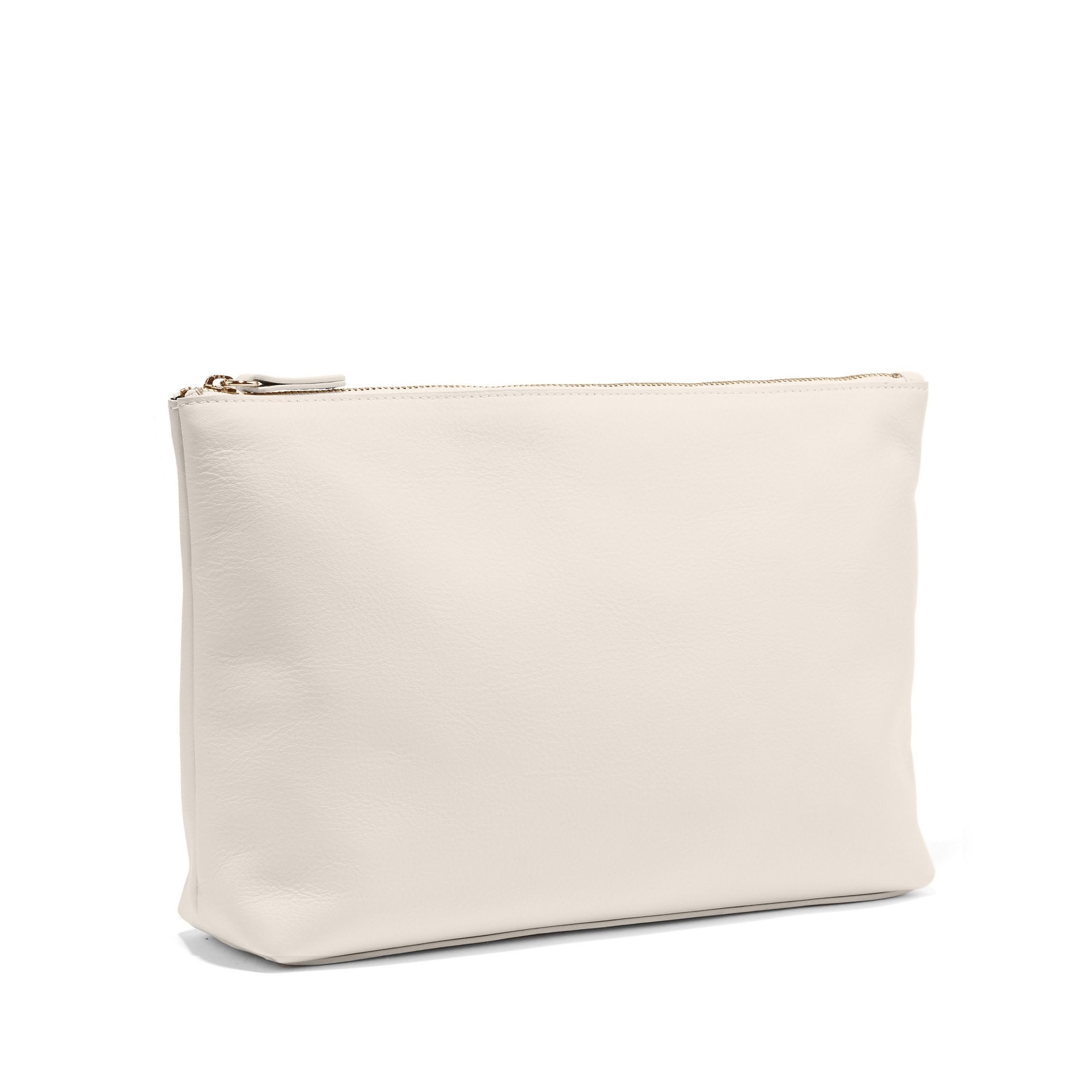 Leatherology Premium Ivory Leatherology Large Accessories Pouch - Perfect size for essentials, stands upright for easy access, metal zip closure