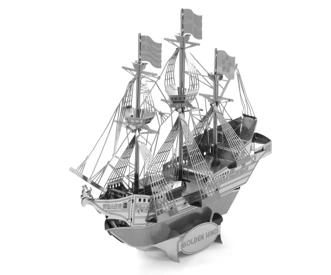 Metal Earth Golden Hind Model, 4.33"L x 1.38"W x 3.54"H - Image 2