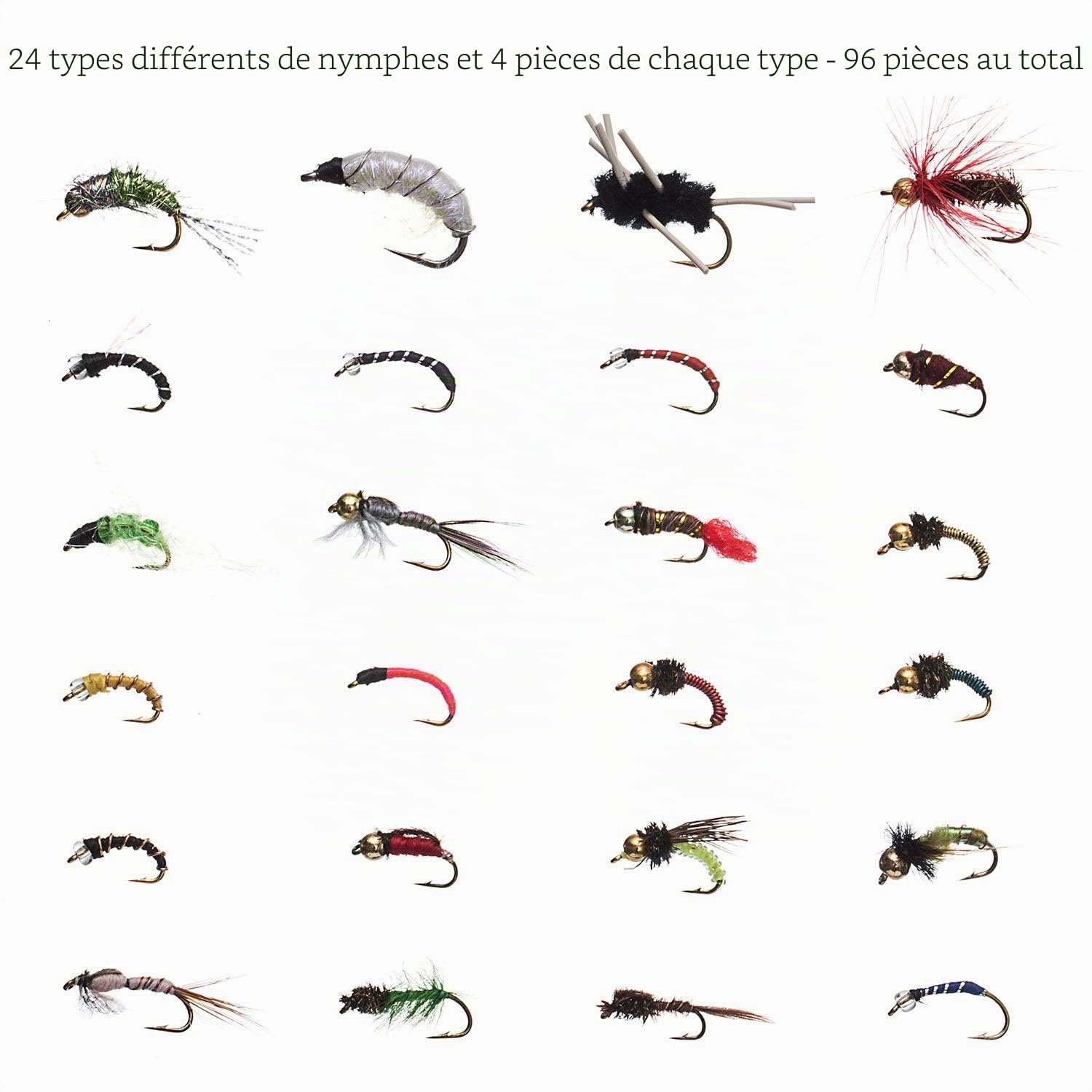 BASSDASH Ensemble de Mouches de pêche à la Mouche Pêche à l'achigan à Grande Bouche avec boîte à Mouches, avec Mouches sèches/Mouches noyées, nymphes, banderoles, Poppers