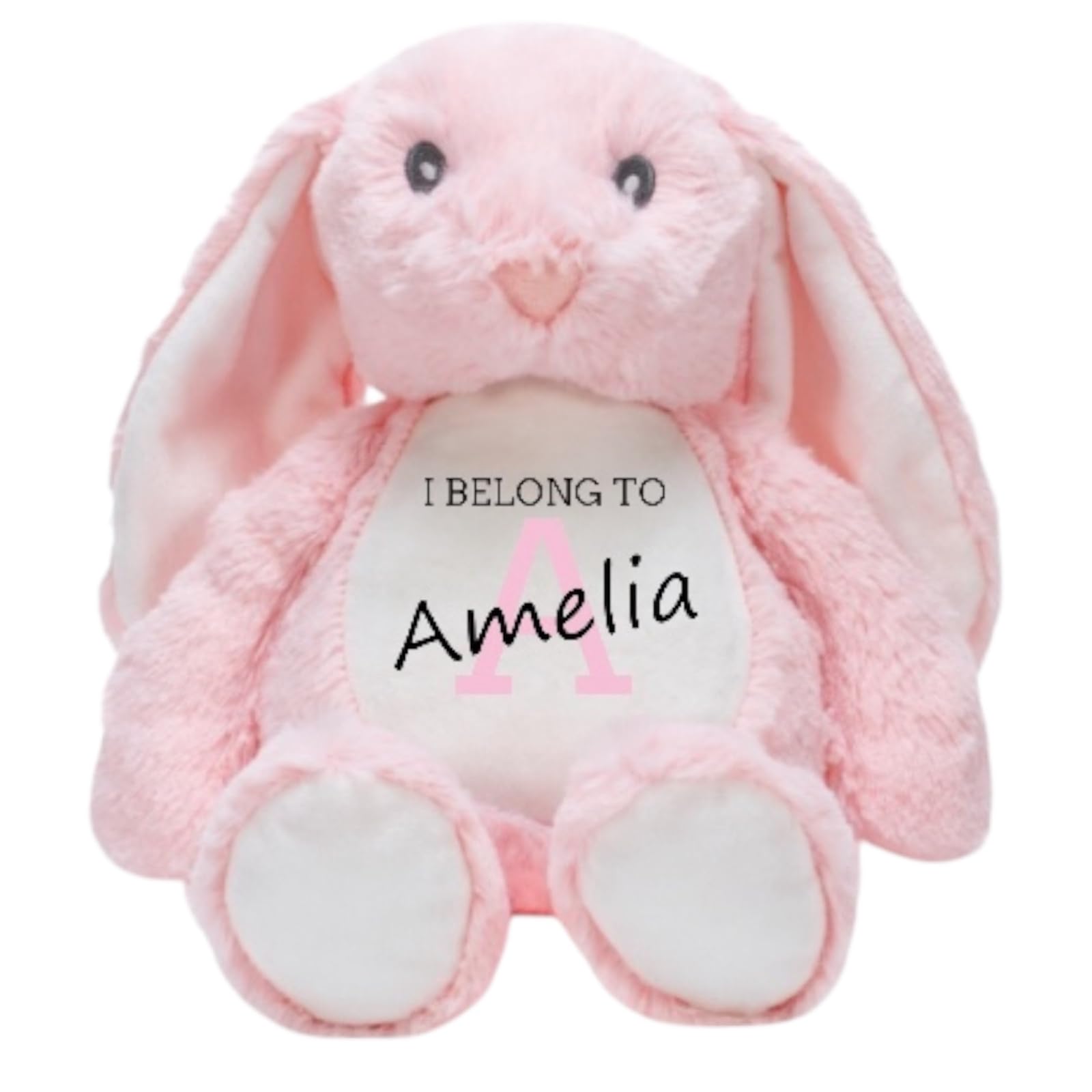 Ava Graceful Designs Personalised Bunny Rabbit Teddy | Easter Bunny Soft Toy | Pink Blue Grey Brown (Pink Bunny)
