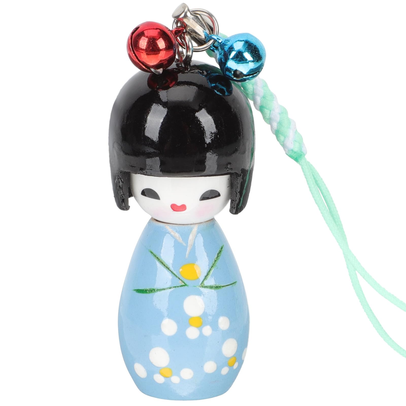 6pcs Japanese Kimono Doll Keychains - Kokeshi Geisha Figurine Bag Charms For Purse, Backpack, Car (Random Colors)