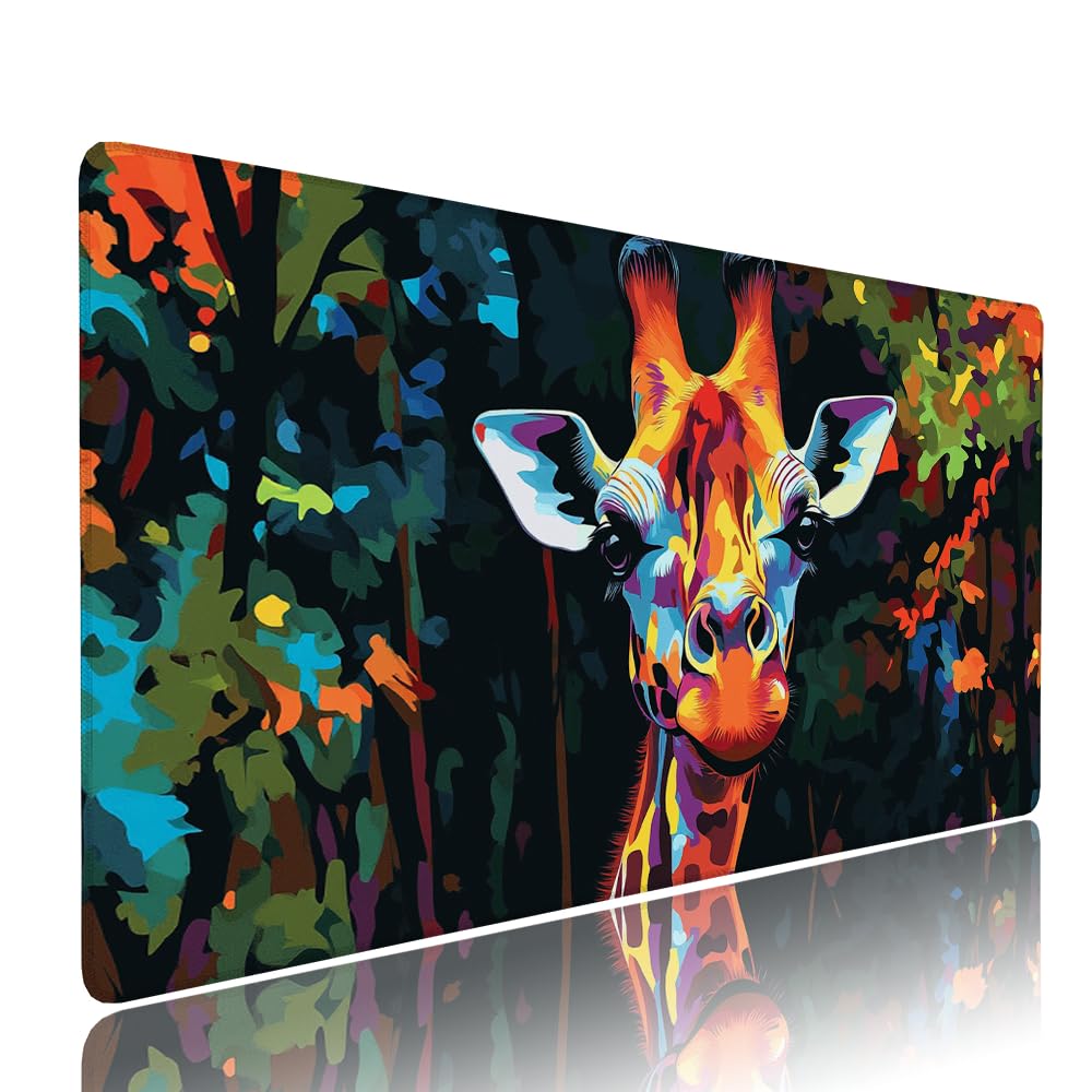 Alfombrilla de Mouse para Juegos, Colore, XXL, Antideslizante, Impermeable, Diseño de Giraffa, Extendido, Grande, 1200x600x3mm, para PC, Laptop, Ufficio, Famiglia d-223