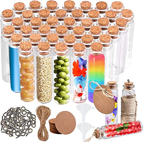 Cieex Contenant Dragées Petite Fiole en Verre 40pcs Bouteille en Verre pour Mariages Fiole 20ml pour Bouteilles de Souhaits Bouteilles D'épices