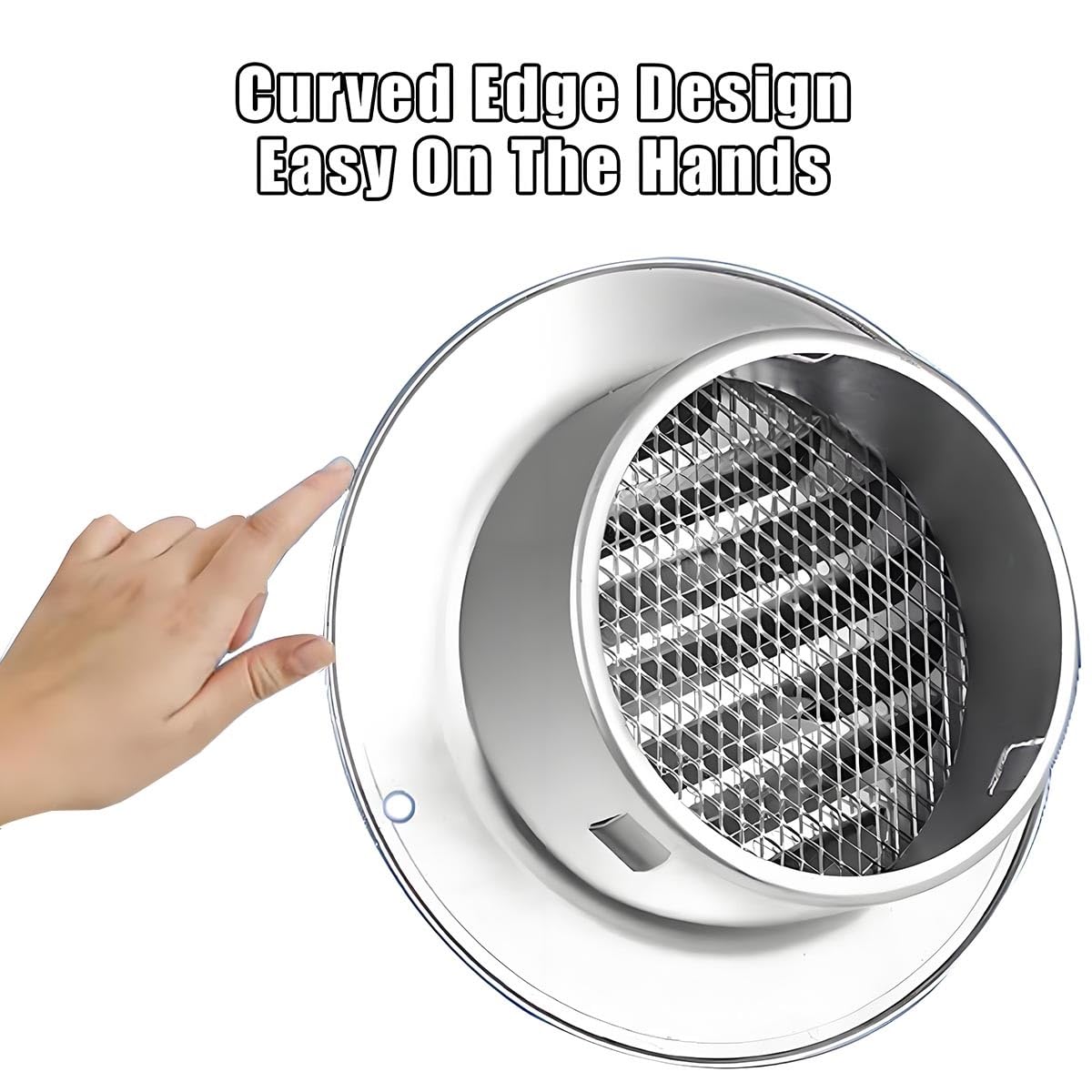 Griglia di ventilazione esterna rotonda in acciaio inossidabile 304 (50 mm-300 mm) per scarico a parete, resistente alle intemperie, facile installazione e resistente alla corrosione (130 mm)