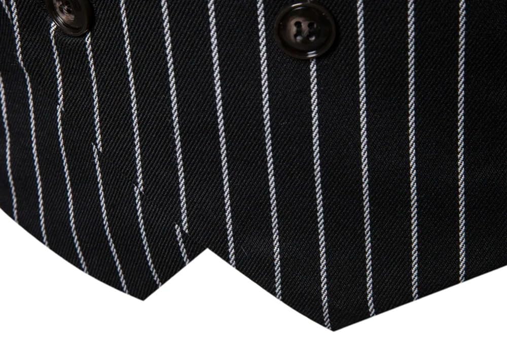 Chaleco De Traje Hombre - Chalecos De Rayas Verticales Para Hombre, Chaleco De Oficina Con Doble Botonadura, Abrigo, Chaqueta Sin Mangas De Negocios Para Hombre, Prendas De Vestir Exteriores Con Cue