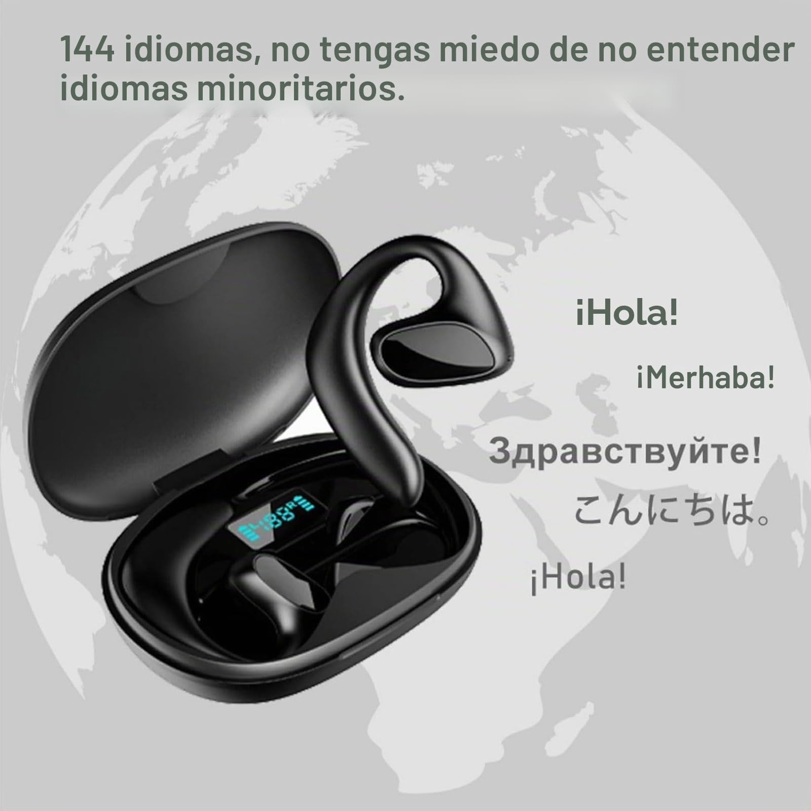 Talkbuds Auriculares con traducción Ai en tiempo real, 144 idiomas y acentos, traductor bidireccional, auriculares Bluetooth, auriculares impermeables IPX5, controles táctiles, para