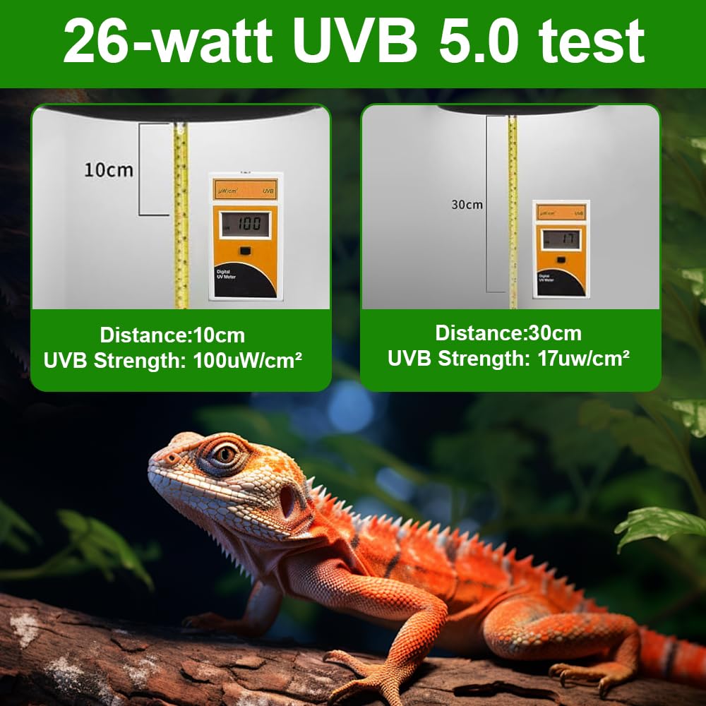 Lotvic Lampada UVB 5.0 UVA 26W, E27 UVA Lampada UVB Tartarughe, per Lucertole, Serpente, Camaleonte, Draghi Barbuti (26W 5.0 UVB)