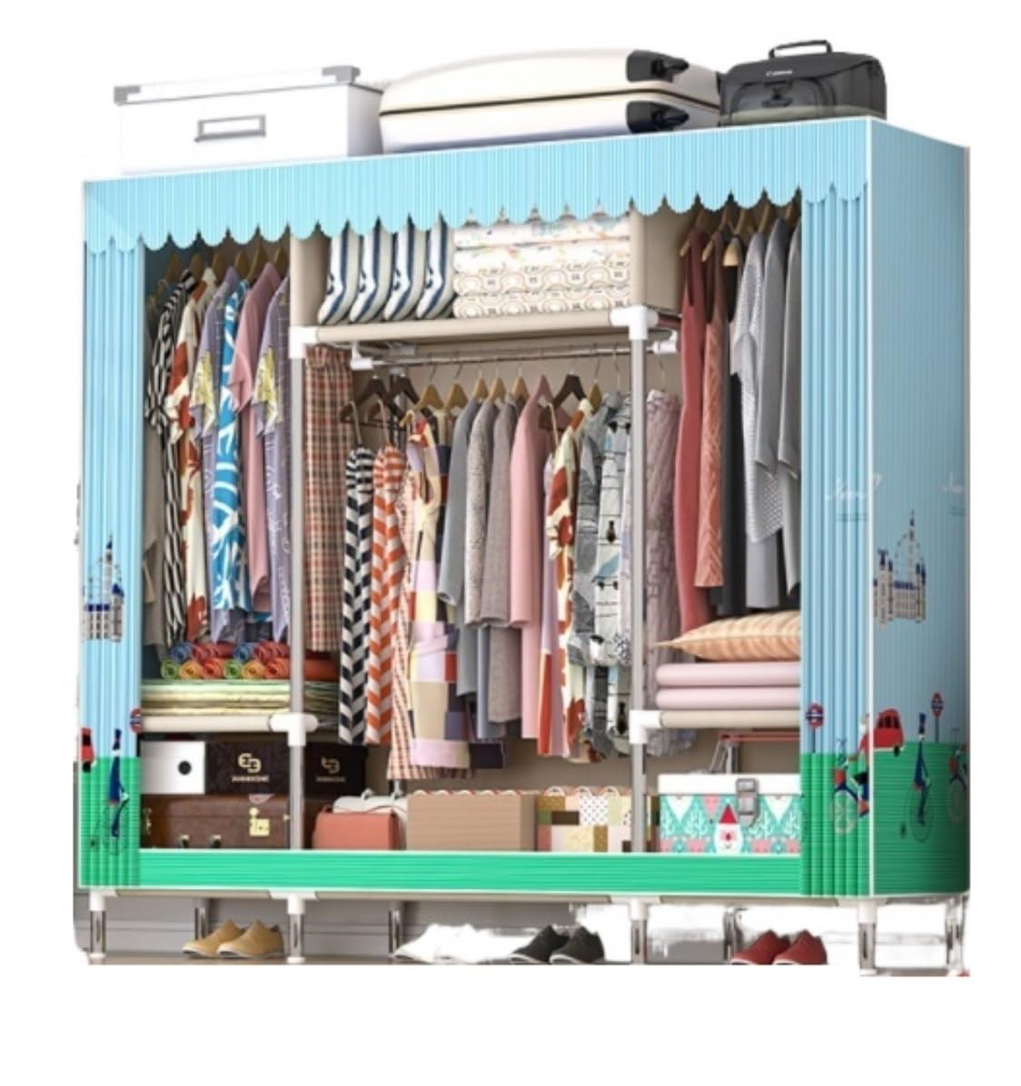 Wardrobe Closet Schrank Tragbarer Schrank, Kleiderschrank, Schrankaufbewahrung Mit Regalen, Kleiderschrank-Organizer Für Aufhängen Von Kleidung Closet Aufbewahrungsschrank(145 * 45 * 172cm)