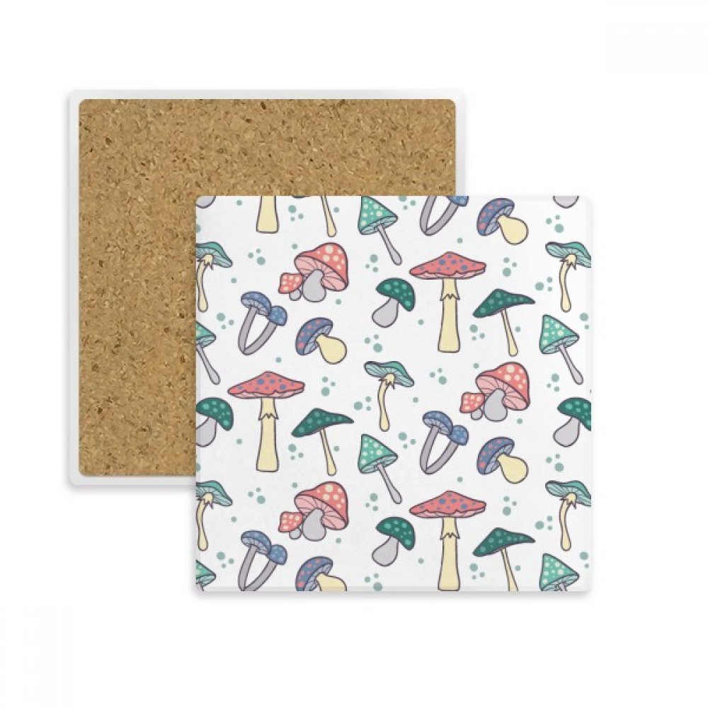 Dessous de verre carré absorbant multicolore avec motif mignon champignon