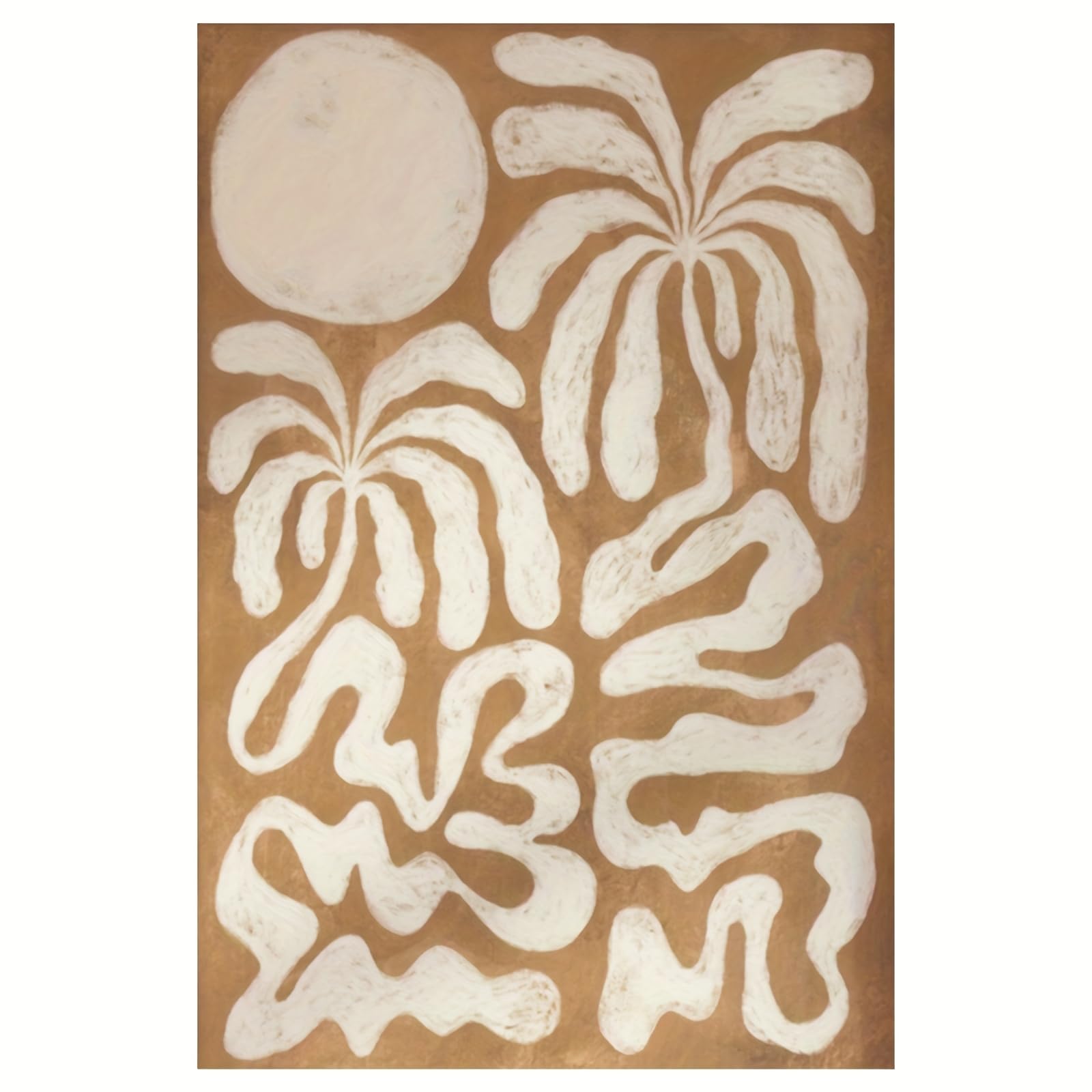 SPXLUCAU Bohemian Beach Palm Tree Canvas Art Poster - Abstract Coastal Wabi-Sabi Wall Decor, Tropical Decor, for Living Room(60x80cm/No frame)