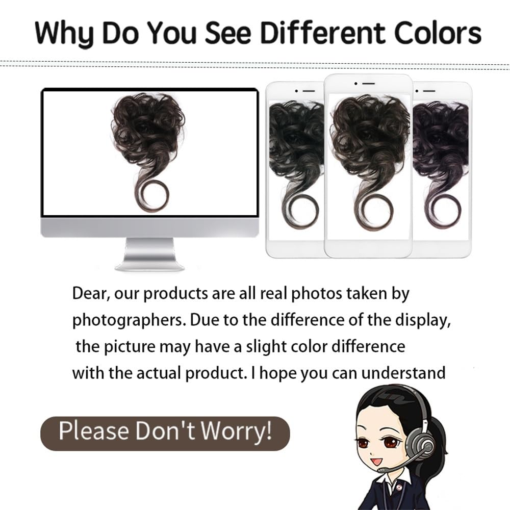 Hair Bun 2Pcs Messy Bun Hair Piece Tousled Updo with Tendrils Synthetic Wavy Curly Elastic Band Hair Extensions Scrunchies(2-30)