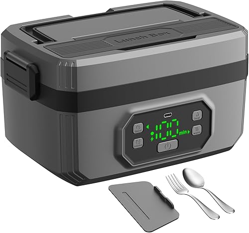 Lonchera eléctrica inalámbrica para adultos, lonchera autocalentable de 24000 mAh y calentador de alimentos portátil de 1.6 L con calefacción