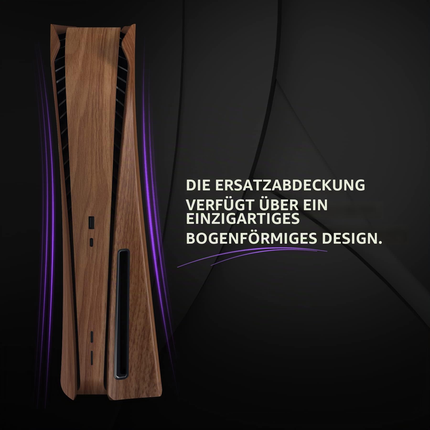 eXtremeRate Re-Design eXcover Shell für PS5 Konsole Disc Edition, Abdeckung Seitenplatten & Mittel Aufkleber Ersatzteile Holz Optik