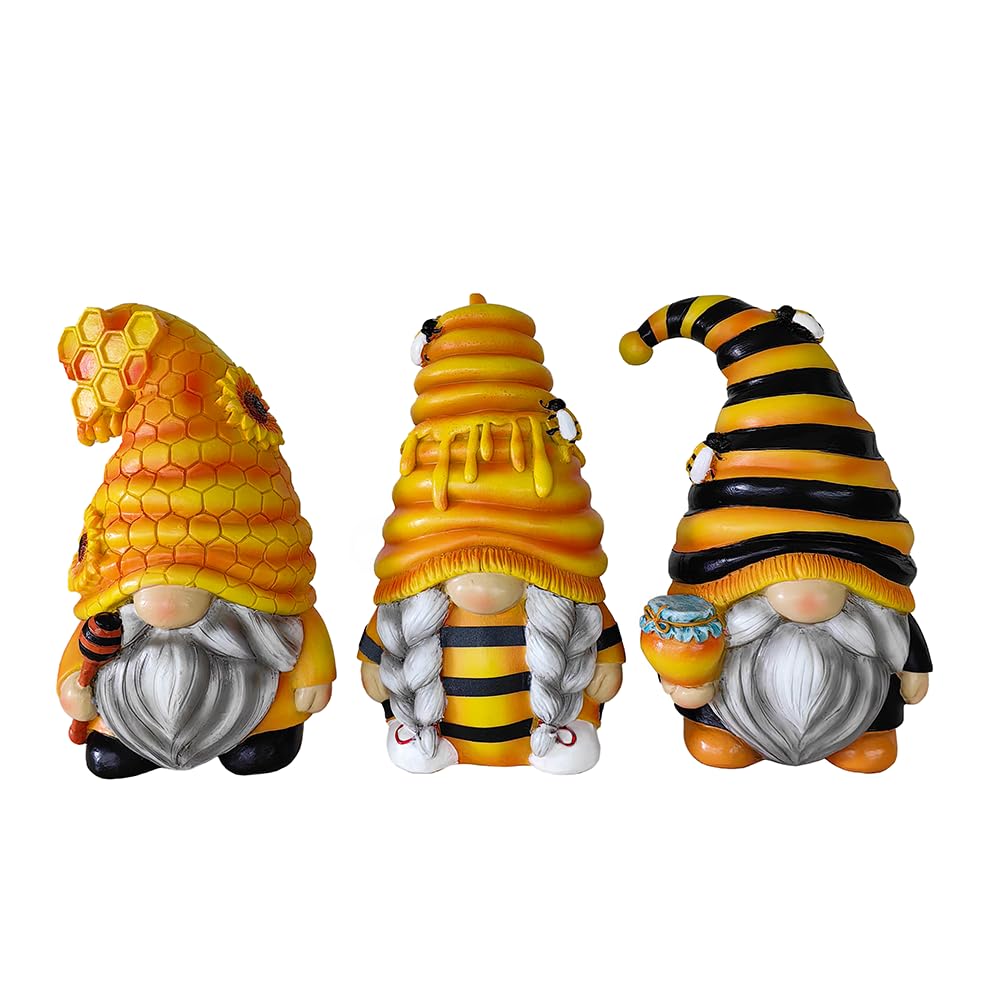 OrnamentallyYou Buzzy Trio zestaw trzech figurek krasnal trzmieli, 15 cm, poziomowa taca dekoracja domu lub ogrodu