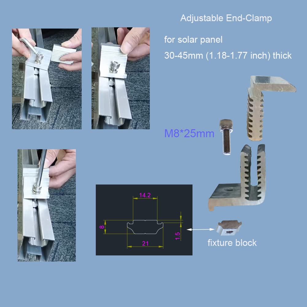 Solarmodul Halterung Trapezblech Solar Panel Mounting Brackets Kit Photovoltaic Trapezoidal Sheet Dachhalterungen Rail for 2 Solar Panels W70*H22*L380mm