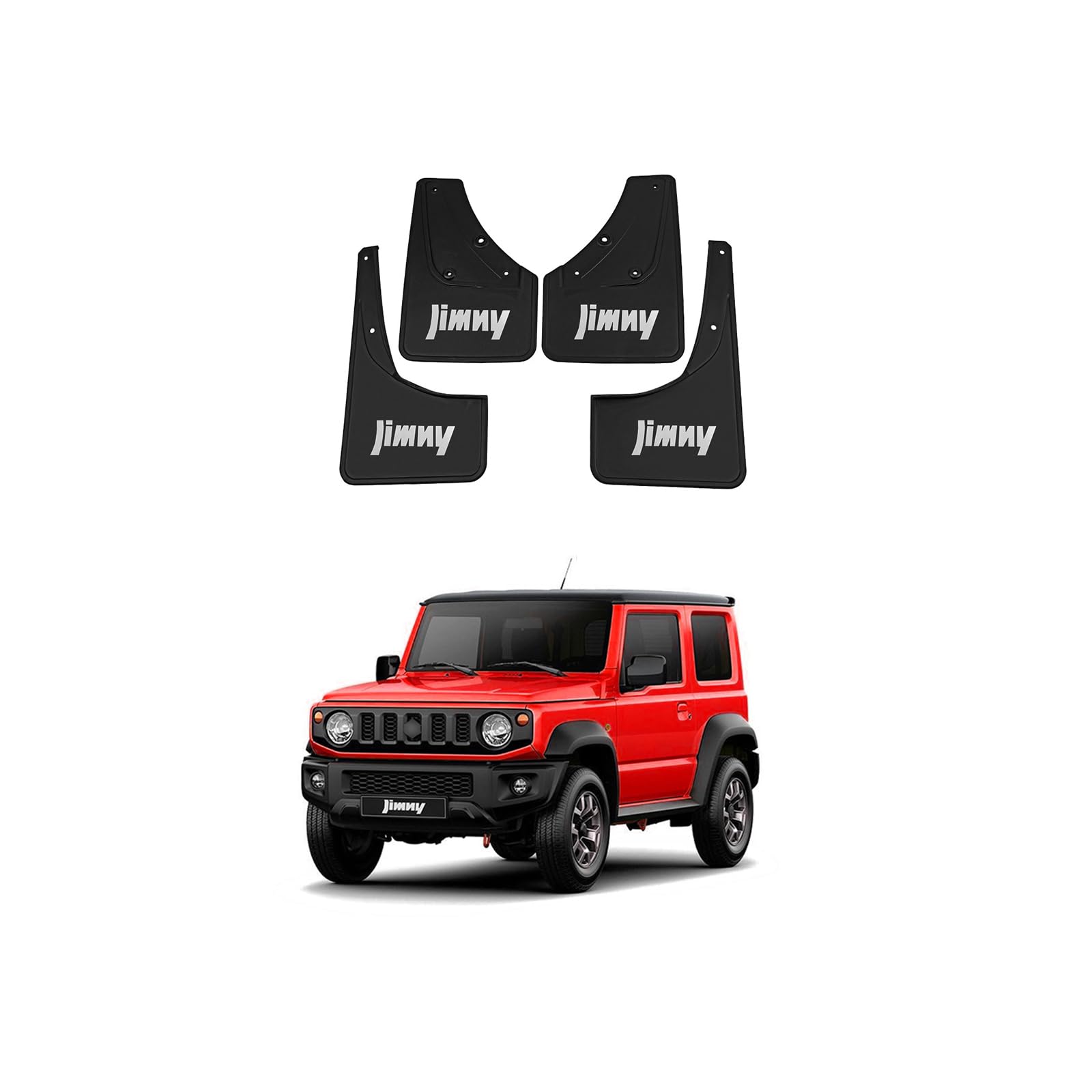 Auto Paraspruzzi Anteriori e Posteriori Guardie Splash Parafango per Suzuki Jimny BJ64 BJ74 2005-2025 Dedicato Flap Parafanghi Protezione Set 4PC,Send 1 Car Wash Towel,Nero,2019~2025