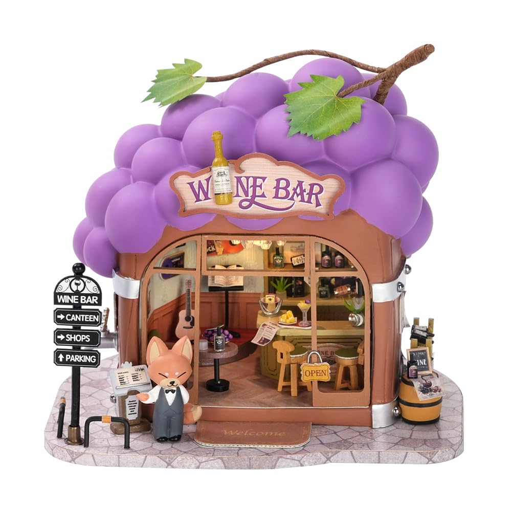DIY Forest Fruit Town Mini Puppenhaus Kit Erwachsene Bausatz 3D Holzpuzzle Kreative Wohnkultur (Fuchsbar)