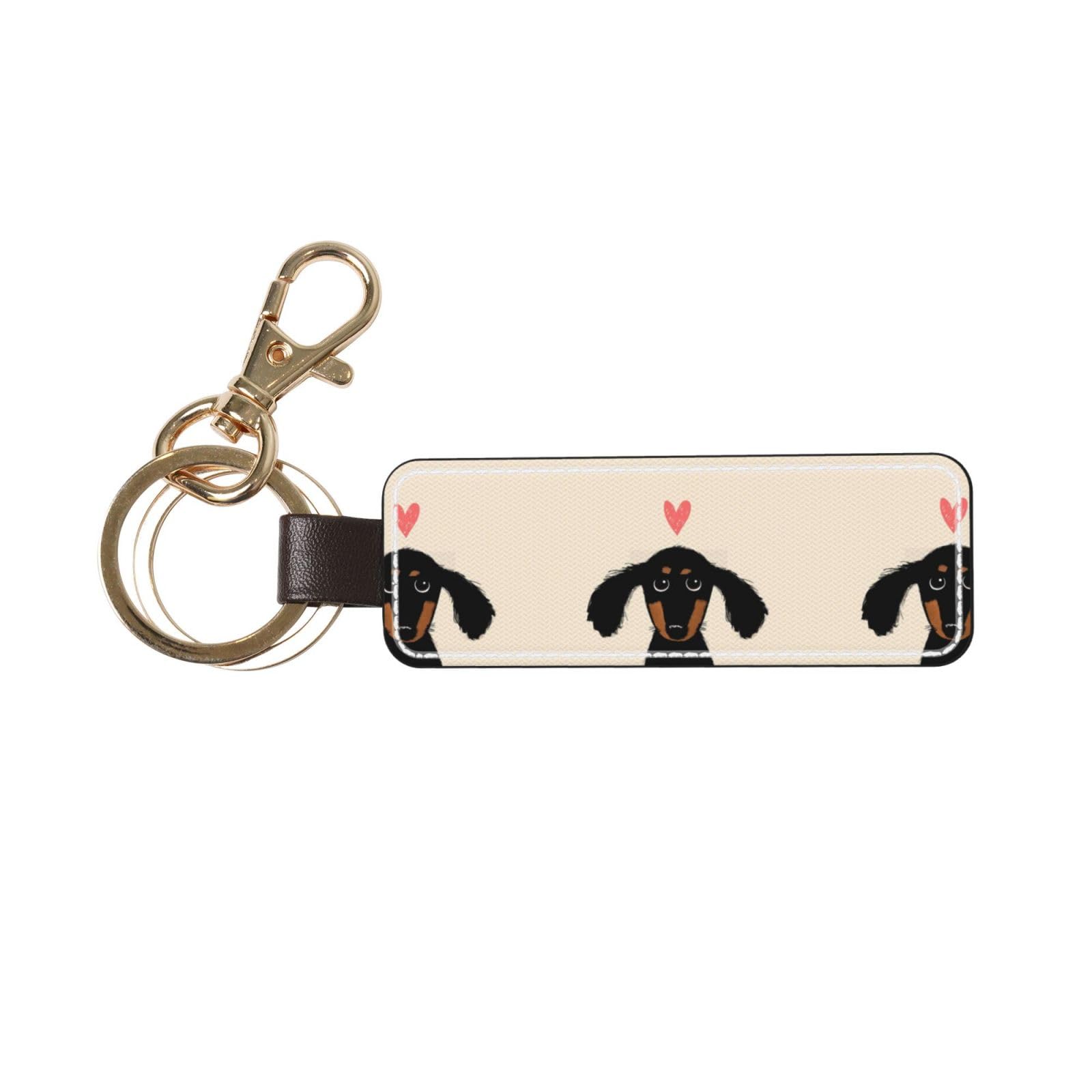 Ywsotre Unisex As Picture Dachshund Puppy Love, Pu Leather Keychain,Keyring Key Chain Ring Holder Organizer 1 Pc