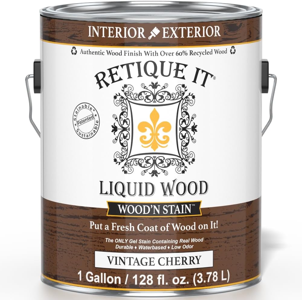Wood'n Stain - Liquid Wood Gel Stain Interior/Exterior (128 oz (Gallon), 95 Vintage Cherry)