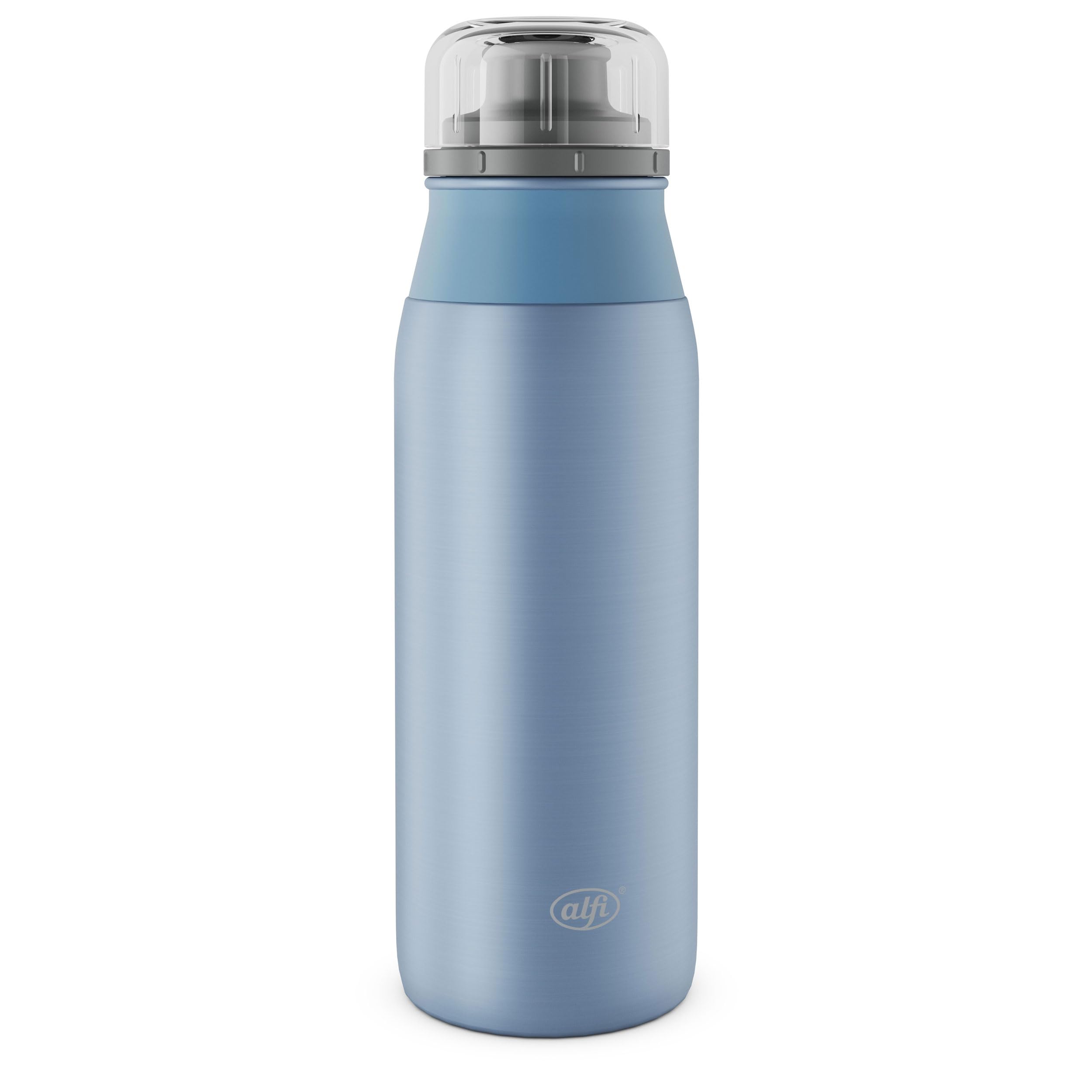 alfi ELEMET BOTTLE 600 ml, Blue Pastel Matt, Lightweight Stainless Steel Drinking Bottle, Completely Leak-Proof with Screw Cap, for Carbonated Drinks, Small, Dishwasher Safe, BPA-Free